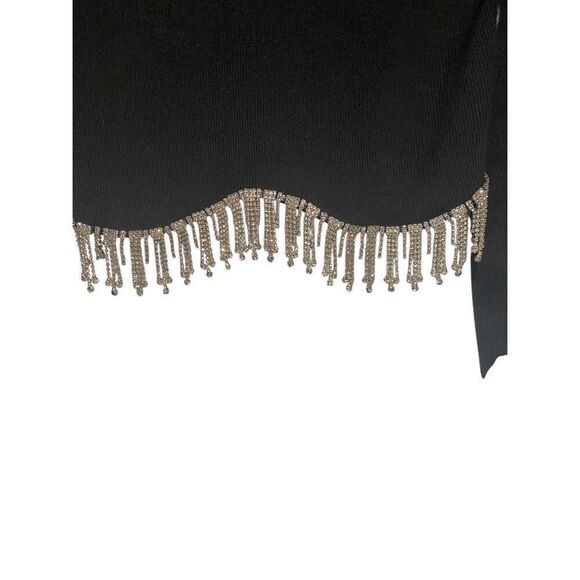 Windsor bejeweled me rhinestone, long sleeve, black fringe, top size small - Picture 4 of 5